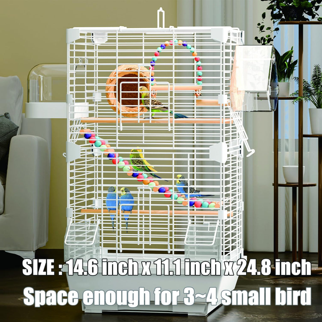 Basic Bird Cage, 24.8inch Parrot Cage (24.8" x 14.6" x 11"),Bird Cage with Ladder, Horizontal Bar, 2 Feeders, and Swing - Image 7