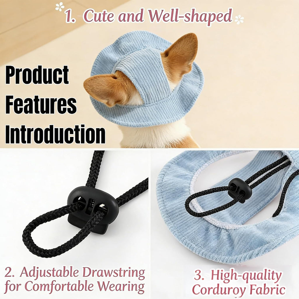 Adjustable drawstring strap detail on dog cap