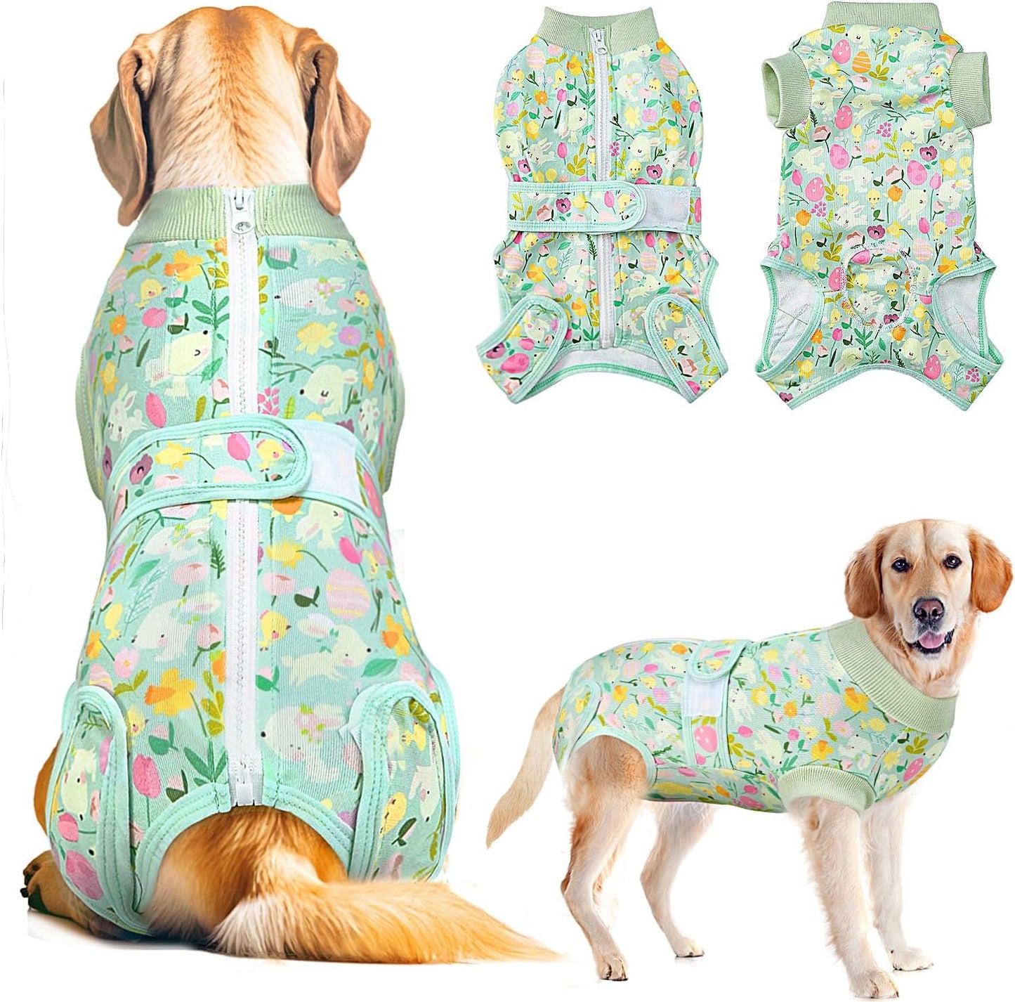 Lukovee Recovery Suit for Dogs, Zipper On Dog Surgery Suit for Female Male Dog, Onesies Bodysuit Prevent Licking Spay Abdominal Wounds Bandages E-Collar Alternative (Pink, M) - Image 9