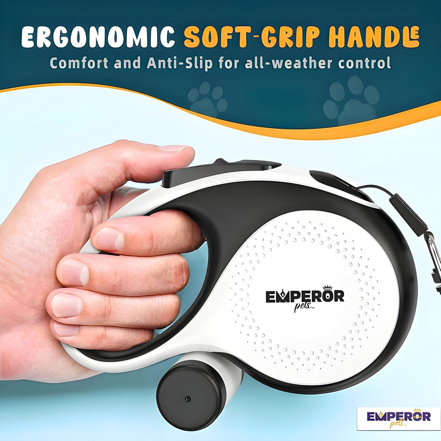 Emperor Pets leash showing anti-slip handle grip