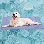 PAIGTEK cooling mat for large dogs front view laid flat showing the blue quilted cooling fabric texture