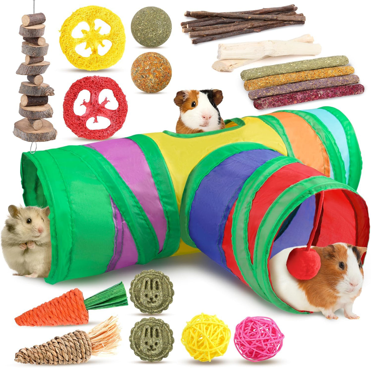 Sofier 12Pcs Timothy Hay Treats Rabbit Toys Bunny Toys Guinea Pig Natural Chews for Teeth Handmade Rabbit Chews and Treats Chinchilla Rat Hamster Gerbil - Image 9
