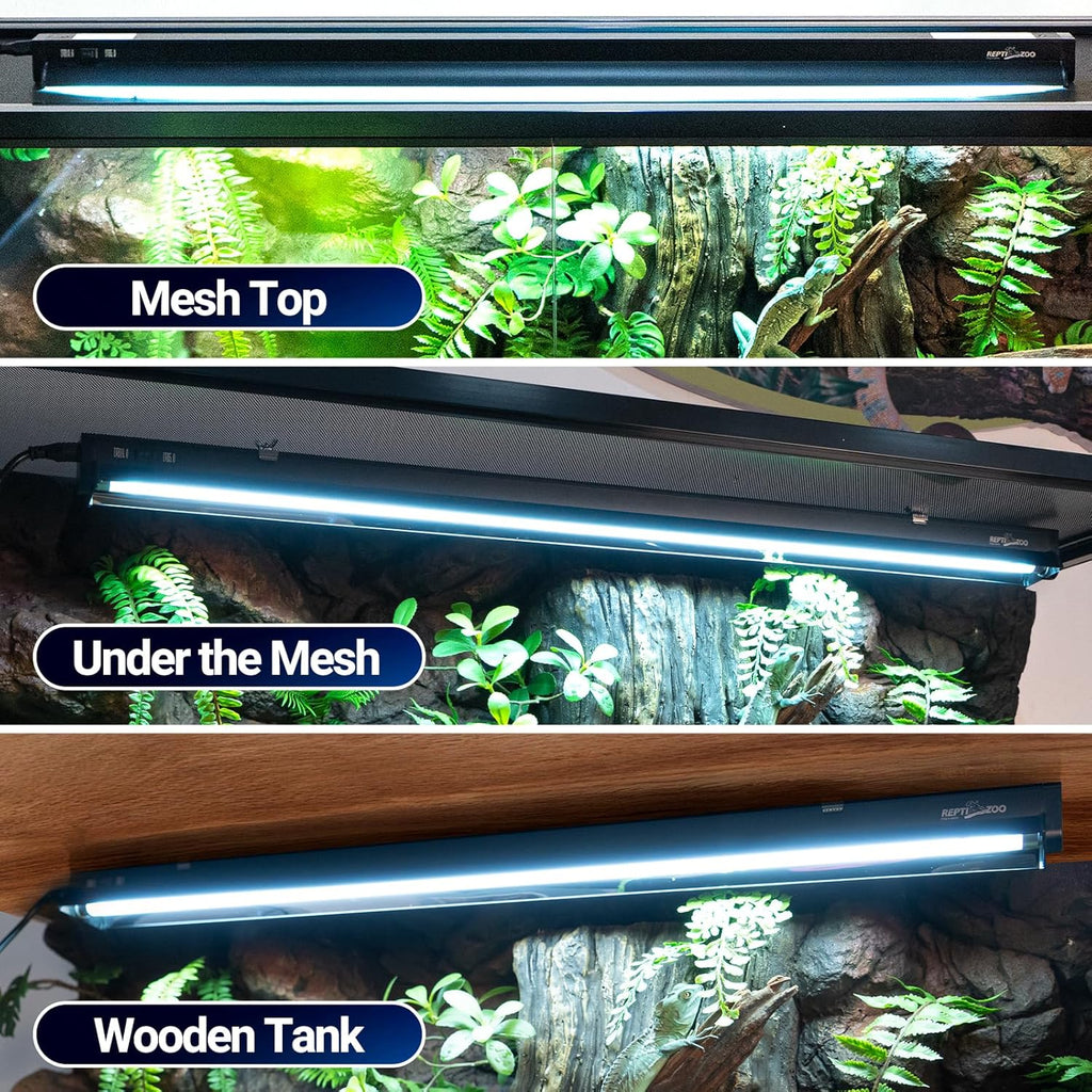Independent power switch and quick plug cable on the authentic Repti Zoo habitat lighting kit.