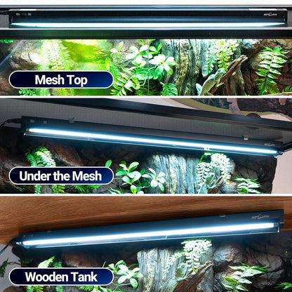 Independent power switch and quick plug cable on the authentic Repti Zoo habitat lighting kit.