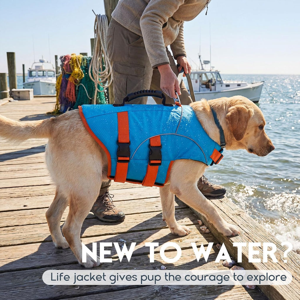 Durable ripstop fabric texture of premium dog flotation vest