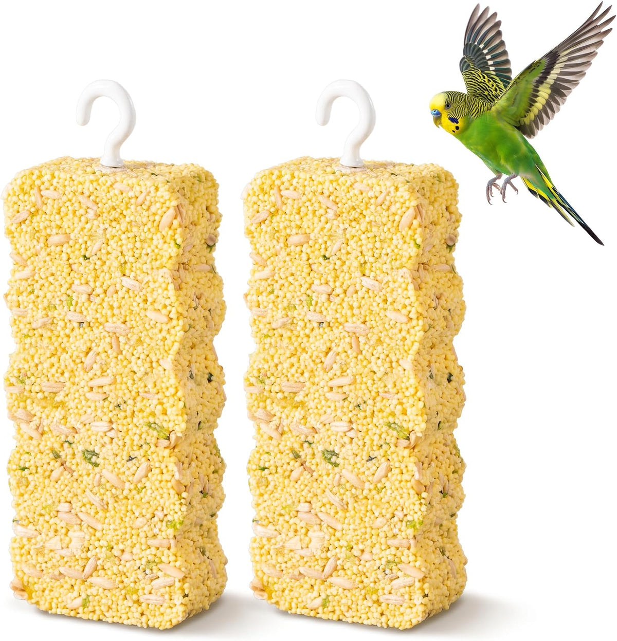 2 PCS Natural Bird Grain Treat Sticks, Blend Foraging Toys for Stress Relief, Metal Hook, for Budgies, Cockatiels, Lovebirds, Conures, Parakeets, Small to Medium Birds - Image 7