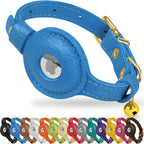 OOPSDOGGY Leather AirTag Cat Collar with Bell - Non Breakaway Kitten Collar with Apple Air Tag Holder - Lightweight GPS Pet Collars for Girl Boy Cats, Small Dogs, Puppies (Aquamarine) - Image 9