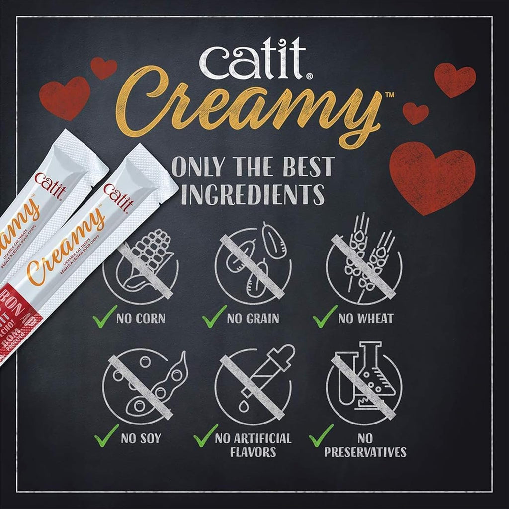 Catit natural cat treat tube poured into a bowl as a meal topper.