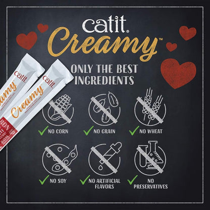 Catit natural cat treat tube poured into a bowl as a meal topper.