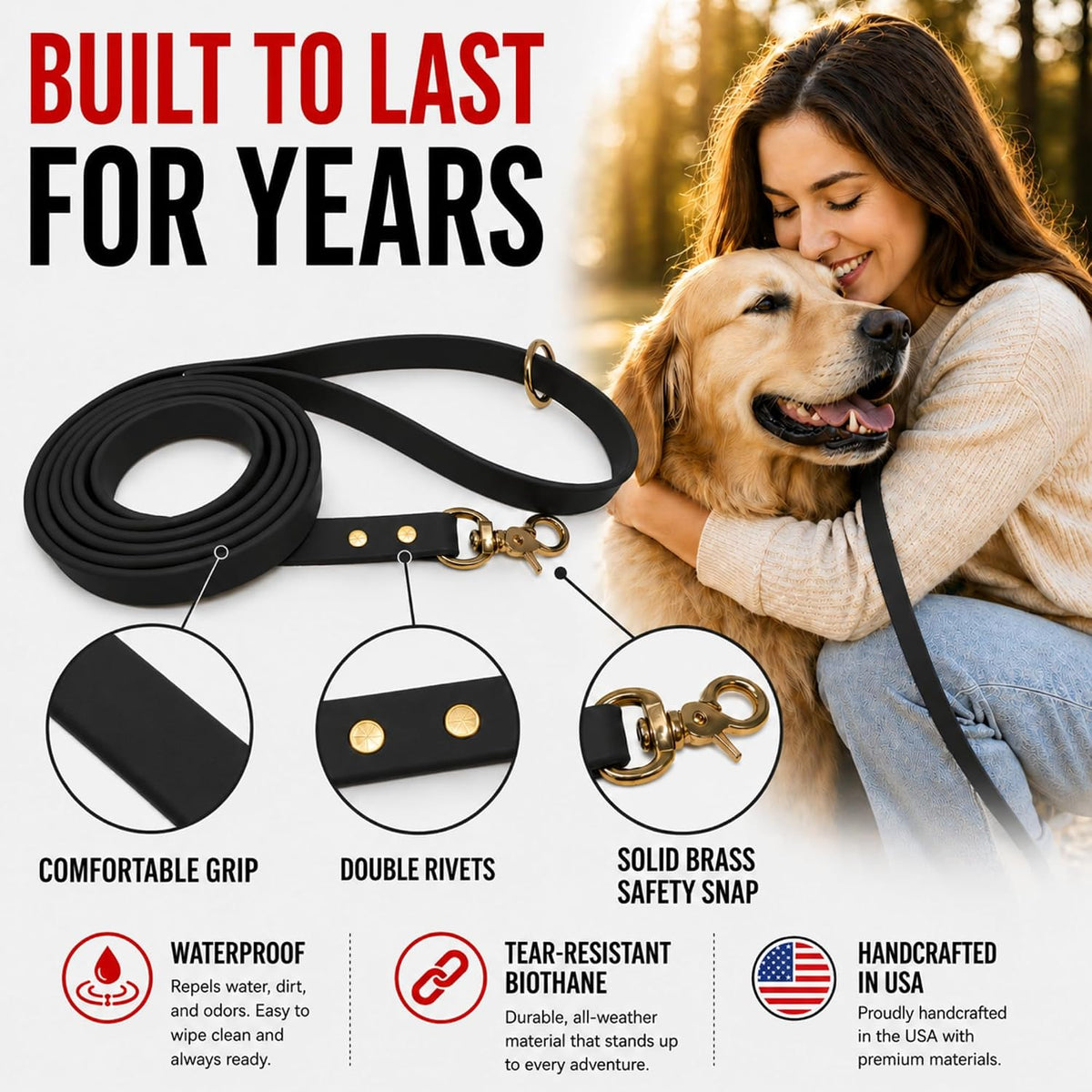 Jim Hodges professional dog training leash six feet length laid out view