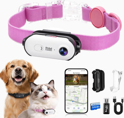 4K UHD Dog& Cat Pet Camera Collar, Video Recorder with Phone App View, Outdoor & Indoor POV Action Cam for Small and Medium-Size Dogs(Black - Pink Waterproof Collar - M, 128g) - Image 10