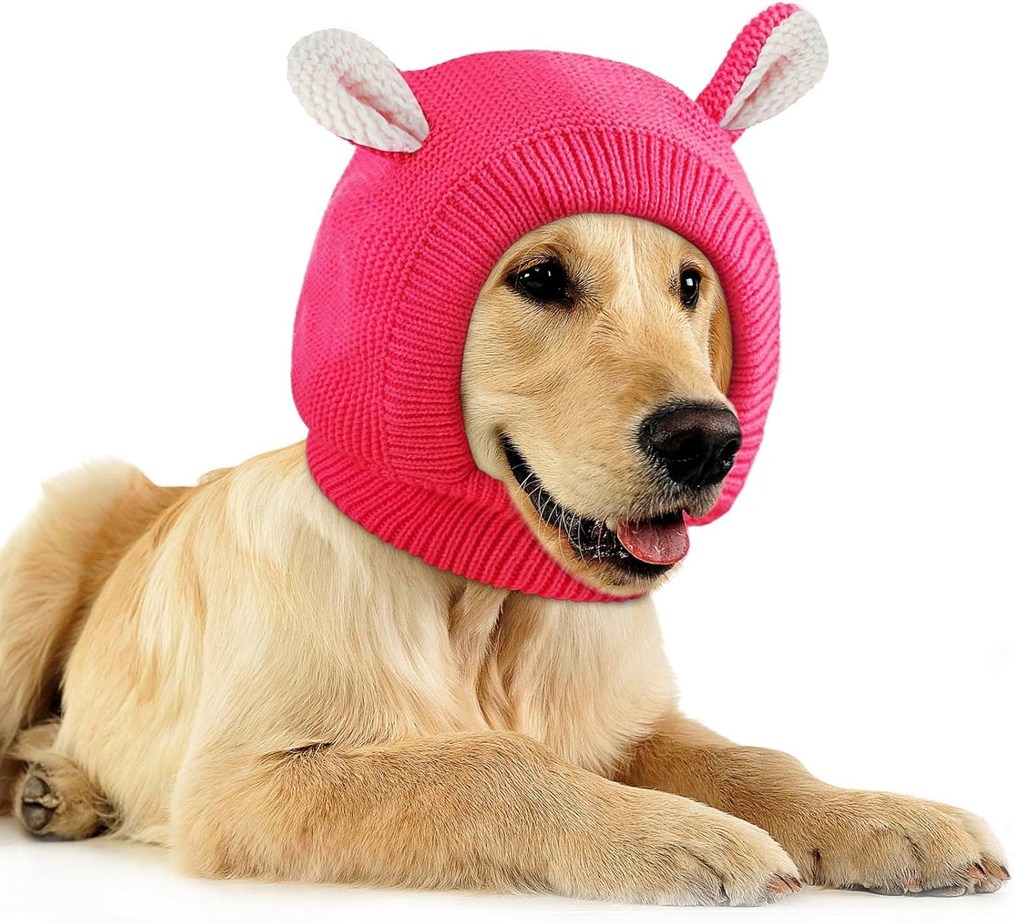 Frienda Dog Ear Muffs Noise Protection, Neck 14.96 Inch Fits Medium Dogs, Knitted Calming Hood for Dogs, Fireworks Thunder Anxiety Relief, Fleece Inner Warm Beanie Hat(Black) - Image 13