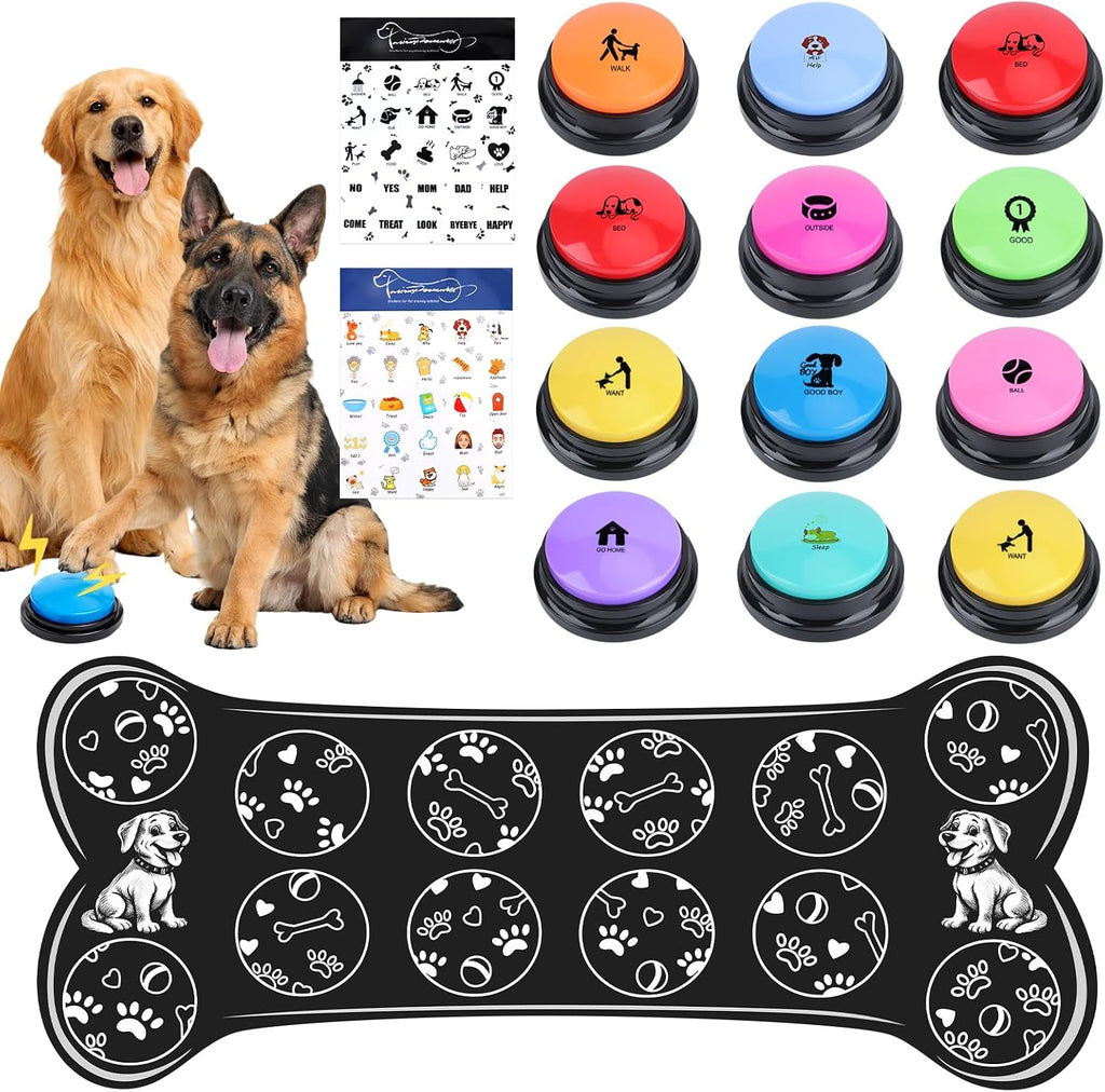 Dog Buttons for Communication,8Pcs 8 Color Talking Button Set with 30s Recordable Voice Pet Training Buzzers with 2 Mats & 2 Stickers, Talking Buttons for Dogs & Cats (Batteries Not Included) - Image 14