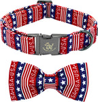 Elegant little tail Independence Dog Collar, July 6th American Flag Bowtie Puppy Collars, Hoiday Pet Collars Cute Pet Bowtie Dog Collar for Medium Dogs - Image 10