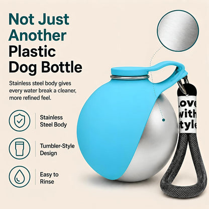 Oplope outdoor pet hydration bottle showing secure seals and components