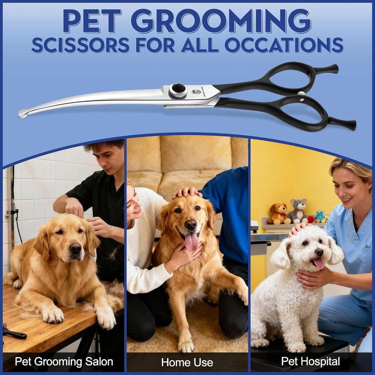 Full view of the authentic USA imported Dragon Creek pet grooming shears.