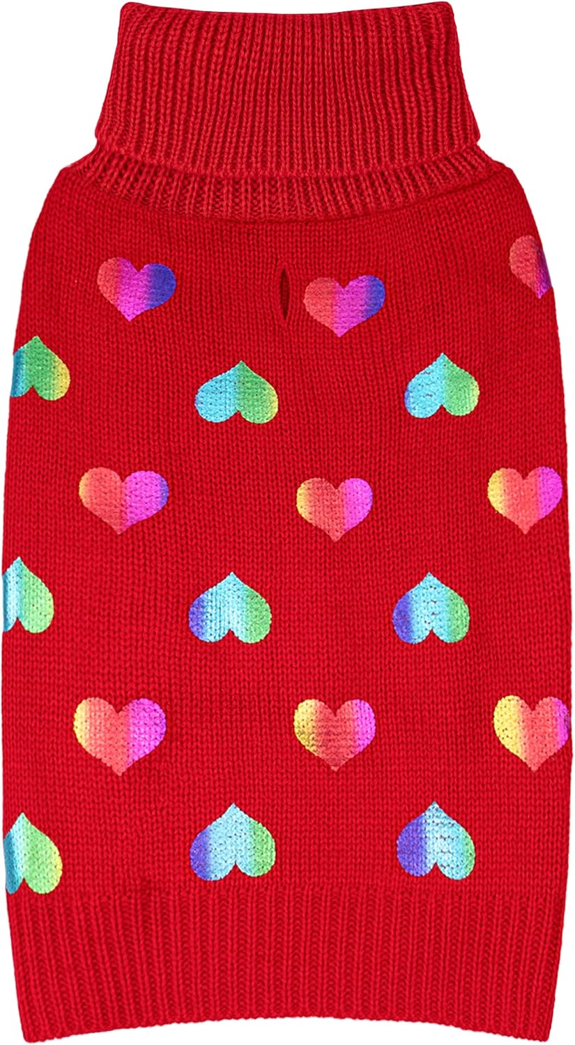 KYEESE Dog Christmas Sweater with Reindeer Pattern, Cozy Holiday Outfit, Turtleneck Dog Sweater for Small Dogs with Leash Hole, Red Buffalo Plaid Knitwear, Soft Warm Festival Dogs Clothes, Large - Image 9