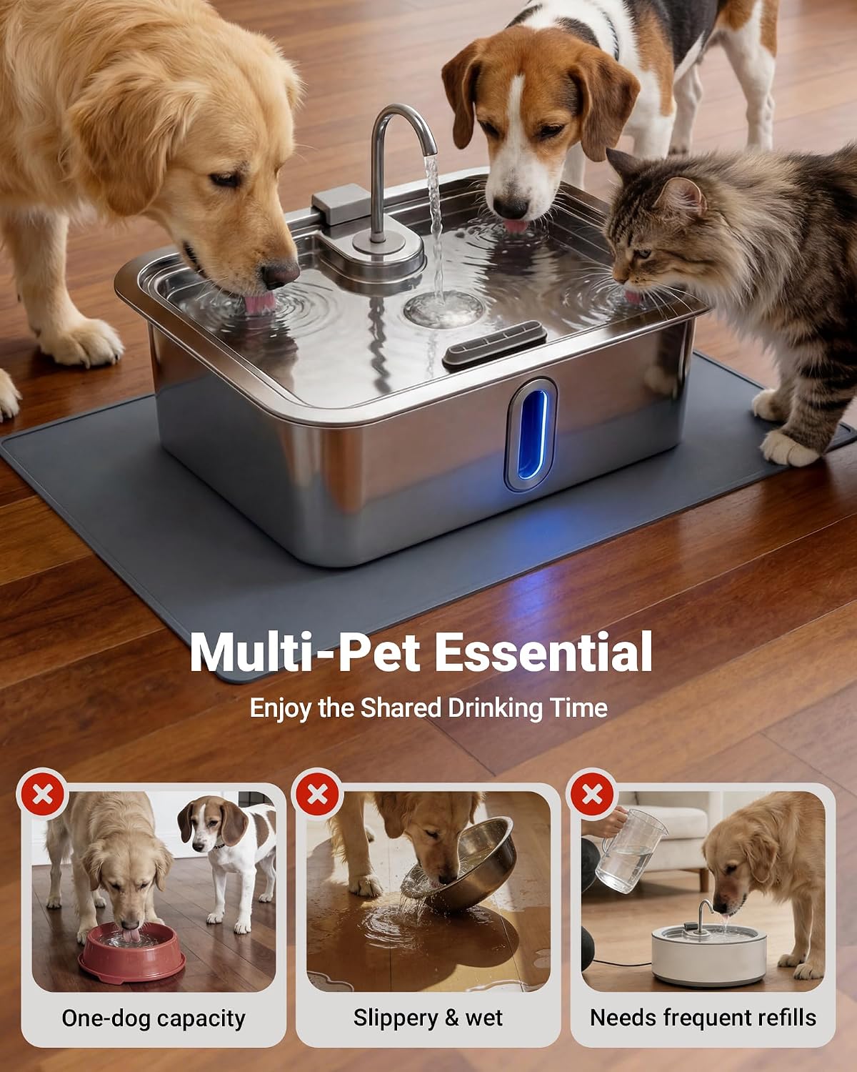 Top view of DeftPet wide drinking tray for large dogs