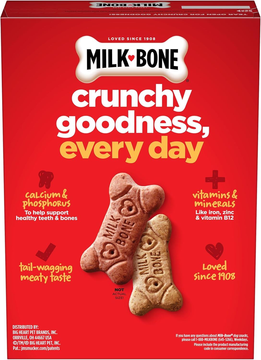 Milk-Bone Flavor Snacks packaging displaying the crunchy texture healthy treat for small pets.