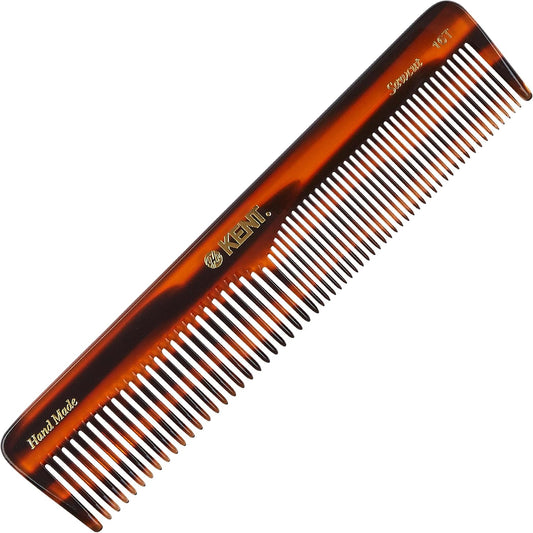 Kent 16T tortoise fine and wide tooth handmade comb front view