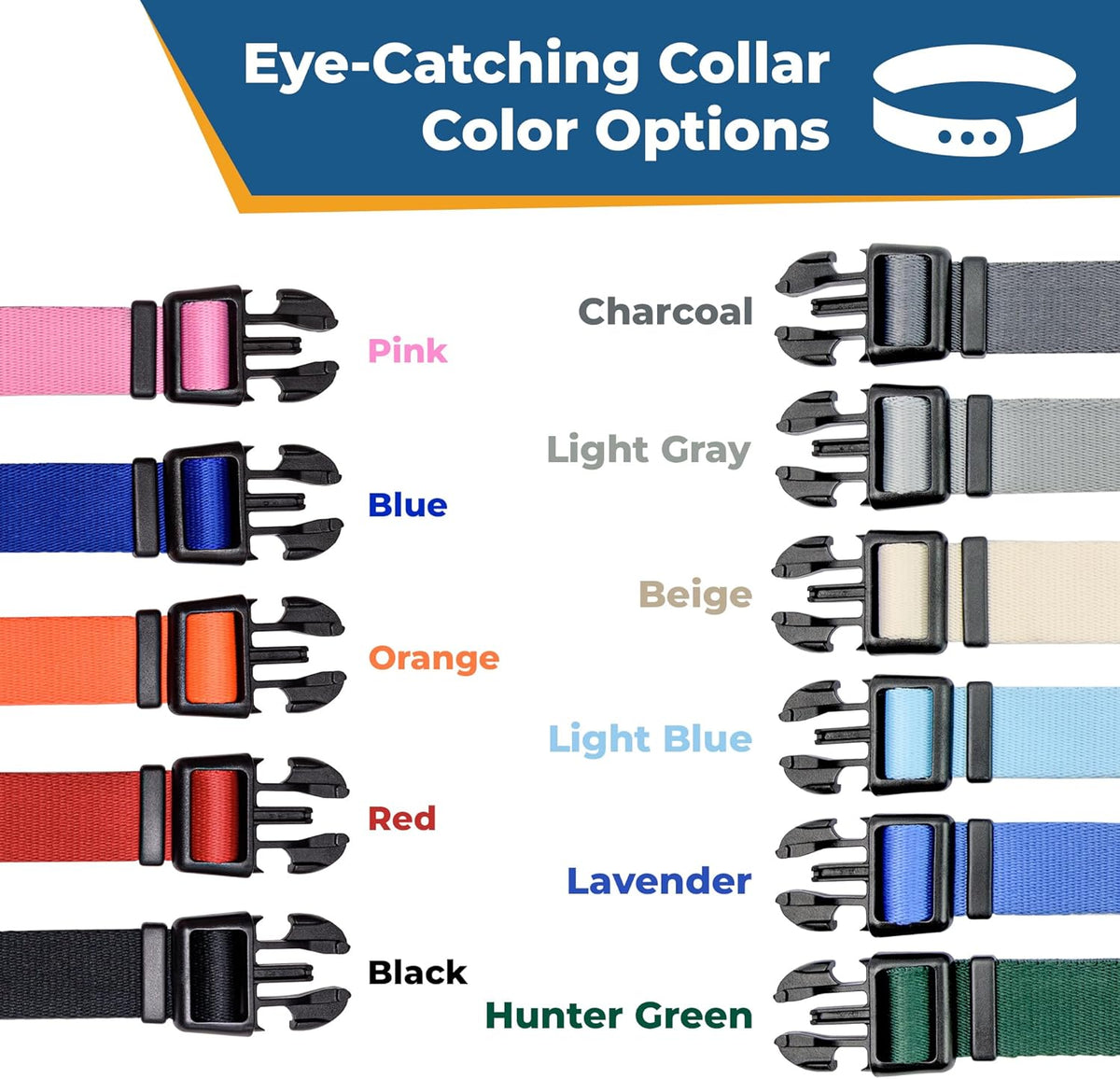 GoTags personalized dog collar closeup view of stitched name and phone number