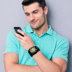 Avaner oversized steampunk cuff watch laid flat to highlight the premium leather strap stitching details