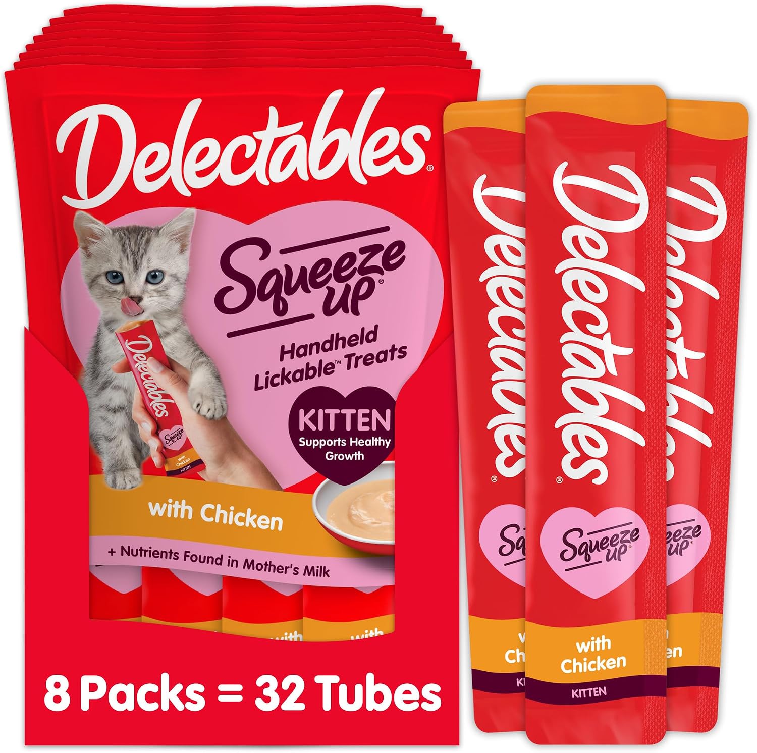 Delectables Squeeze Up Kitten Variety Pack, Creamy Squeezable Puree, Lickable Wet Cat Treats, Grain Free, No Added Fillers, No by-Products, No Added Preservatives, 0.5 Ounces Tube, 20 Tubes Total - Image 10
