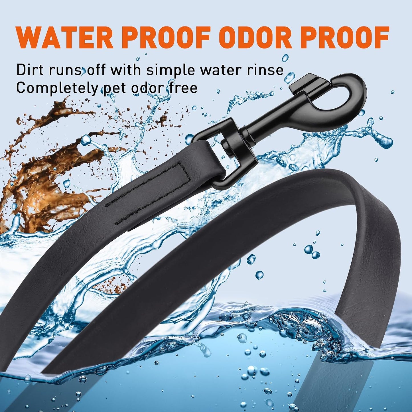 Tactical black hardware on Dogline Biothane waterproof dog lead