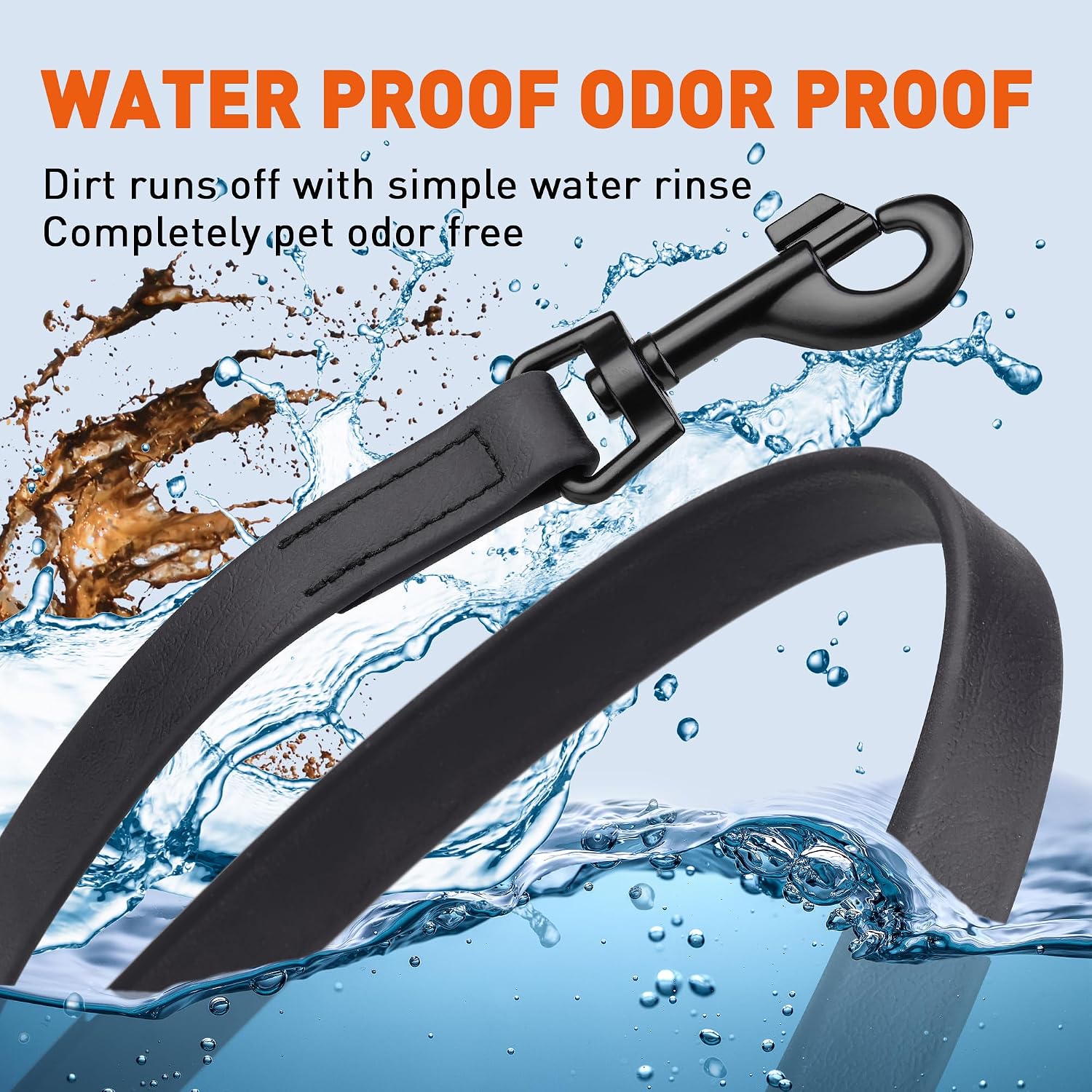 Tactical black hardware on Dogline Biothane waterproof dog lead