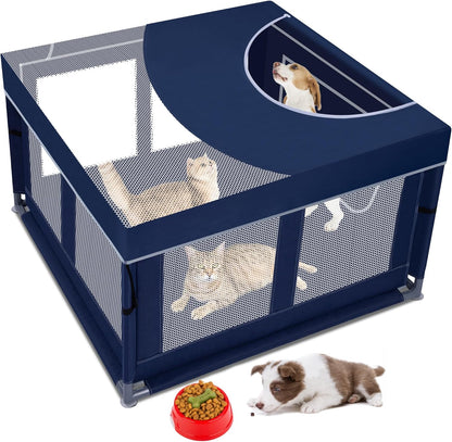 Close-up view of the durable breathable polyester material and corner hooks of the pet canopy