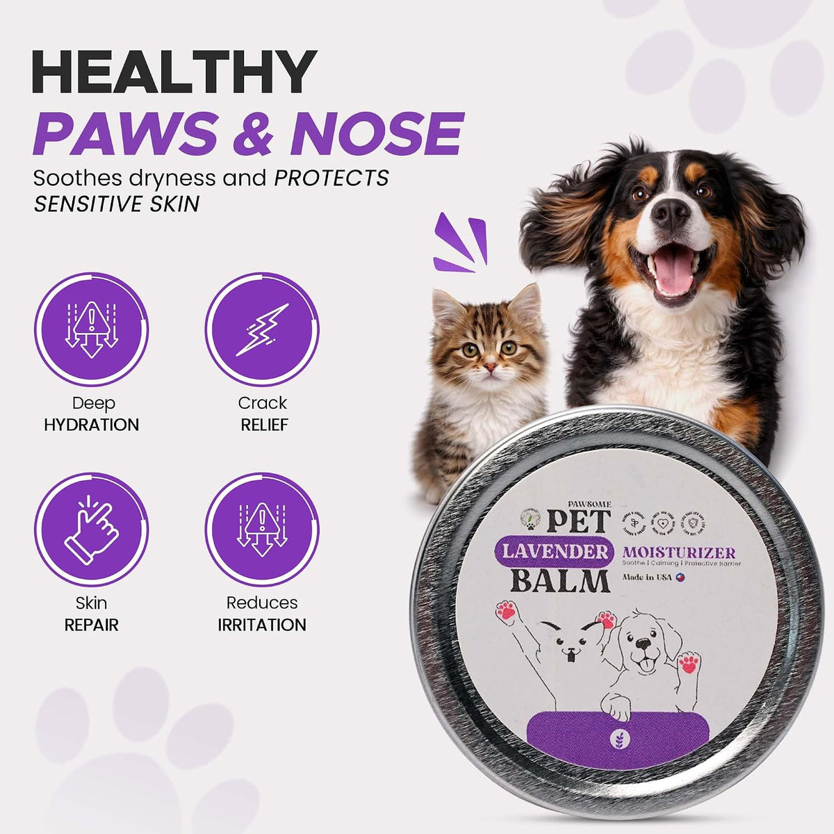 Lick-safe pet nose and paw moisturizer made in USA
