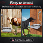 Wall mounted stainless steel automatic dog water bowl dispenser with copper connection fittings.