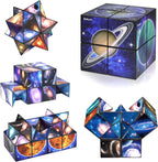 Euclidean Cube star magic cube set front view showing the planetary sticker designs