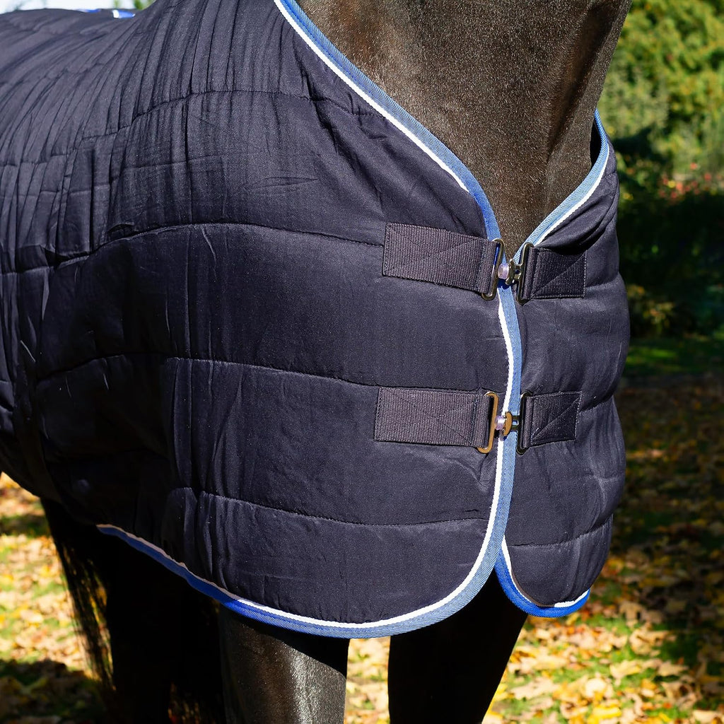 Horze equestrian horse clothing showing close-up details of the protective faux fur withers padding