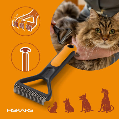 Fiskars Pet, Cat and Dog Brush, Fine Bristles & SoftGrip Handle for Gentle Grooming and Deshedding, Cat and Dog Supplies, Orange/Black - Image 9