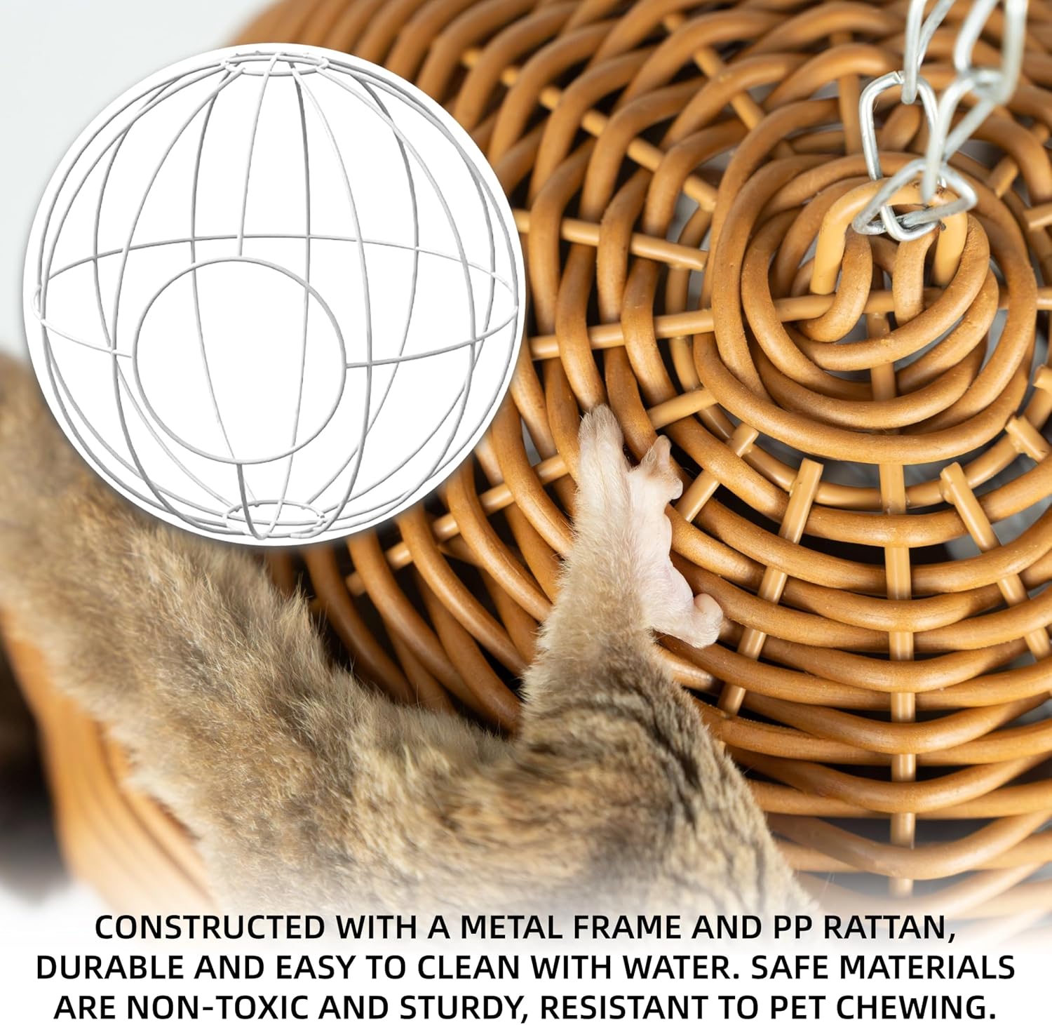 NEOUZA Sugar Glider Pouch Pet Glider Cage Sleep Bag for Small Animals Squirrels Marmosets Rats Hamsters, Metal Frame PP Rattan Durable Water Resistant Non Toxic Safe Material - Image 4