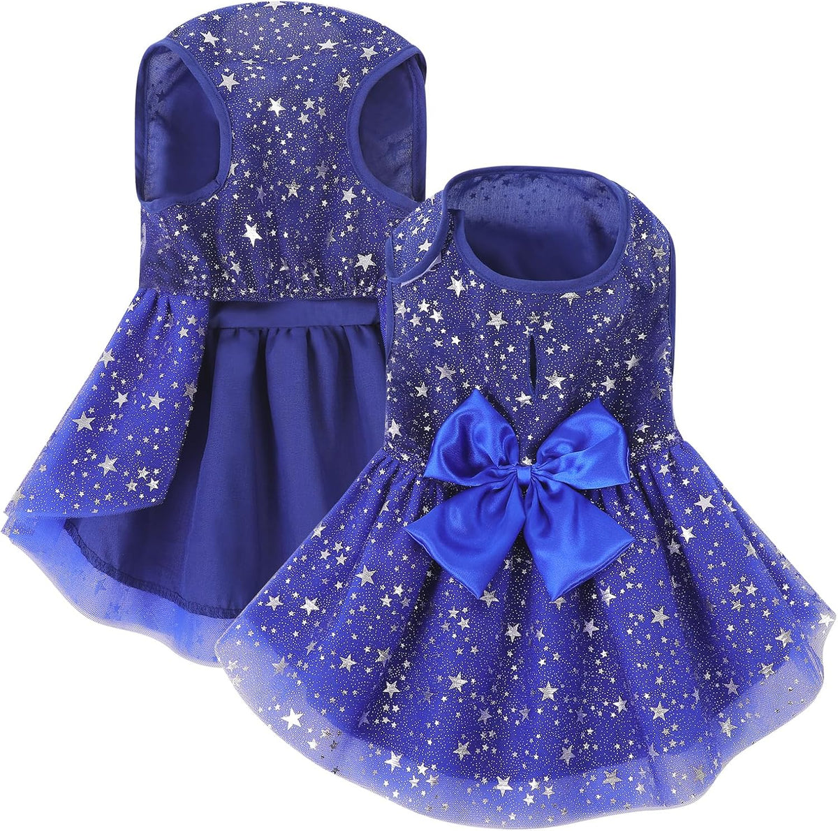 Asenku dog dress navy star front view for small dogs