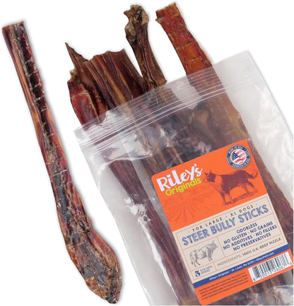 Riley's Steer Bully Sticks front view packaging for large dogs
