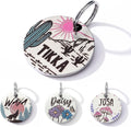 MYXGY personalized dog tags featuring a colorful cactus print front view.