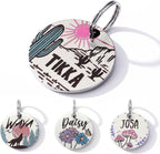 MYXGY personalized dog tags featuring a colorful cactus print front view.