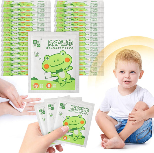 Jawell mosquito repellent wipes front view of the packaging showcasing the natural peppermint oil insect protection benefit.