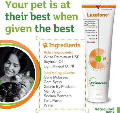 Vetoquinol Laxatone oral hairball lubricant gel for cats ingredients list
