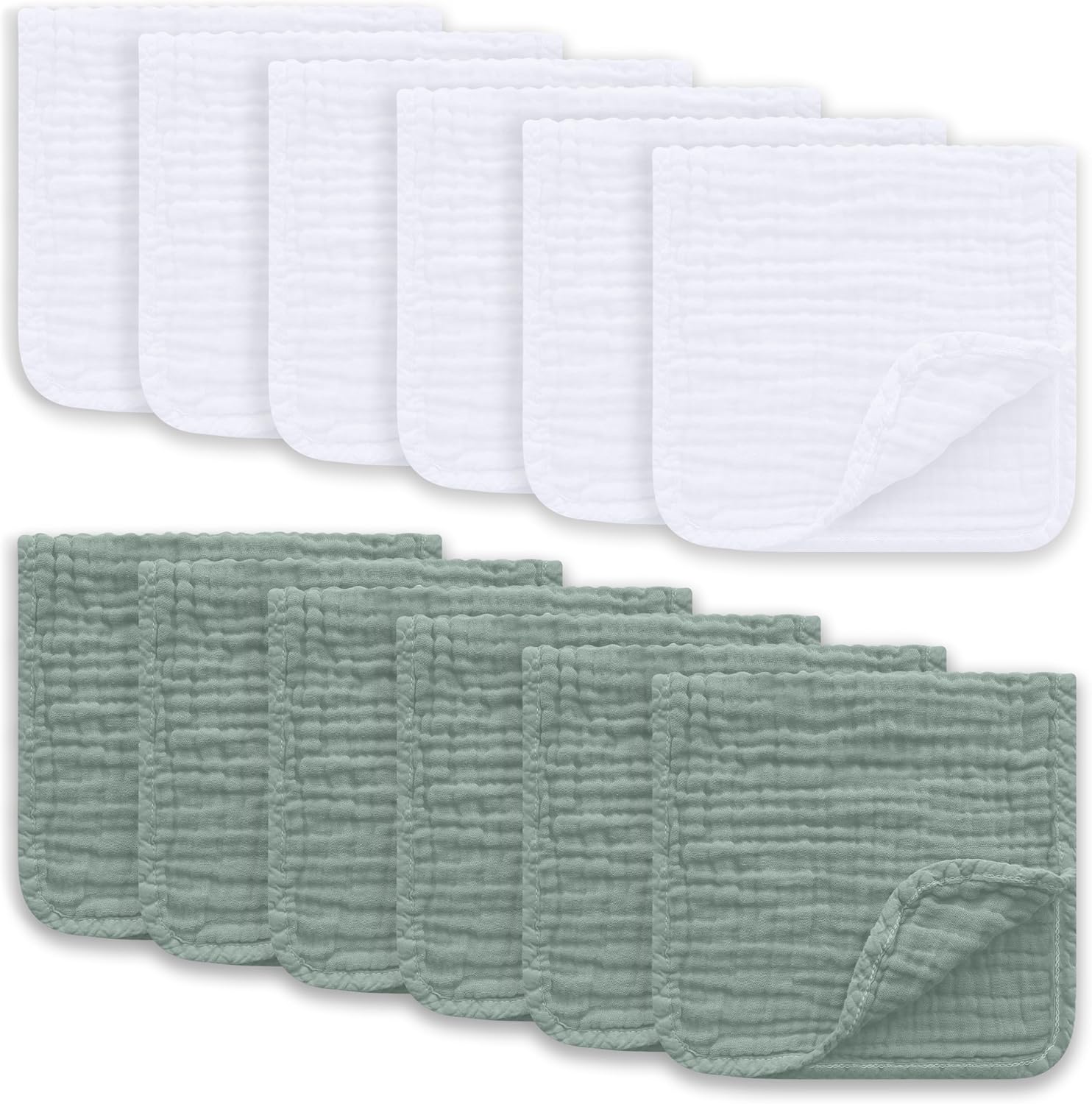 Ease Cubs 100% cotton muslin burp cloths 12 pack front view