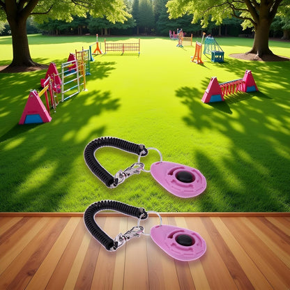 Senyango two pieces pet clicker set with attached black coil wrist straps