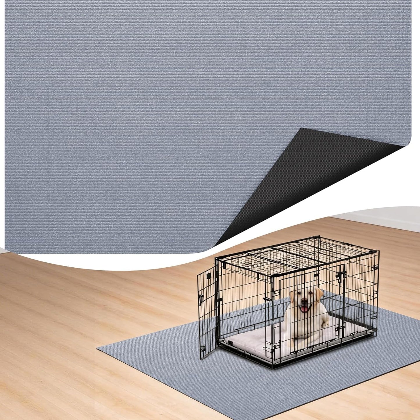Dog Crate Mat, 24 in X 36 in Dog Playpen Mat Rubber Kennel Mat Extra Large Liner for Under Dogs Crate Cages, Absorbent Urine, Puppy Pee Pad Reusable Washable Floor Protector Waterproof Non-Slip Black - Image 9