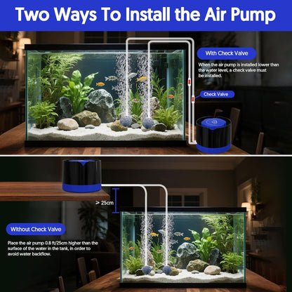 QZQ quiet air pump showing rubber cushion base for stability