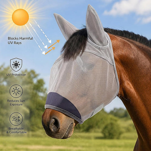 Animal-Gifts equine fly mask showing fine mesh detail