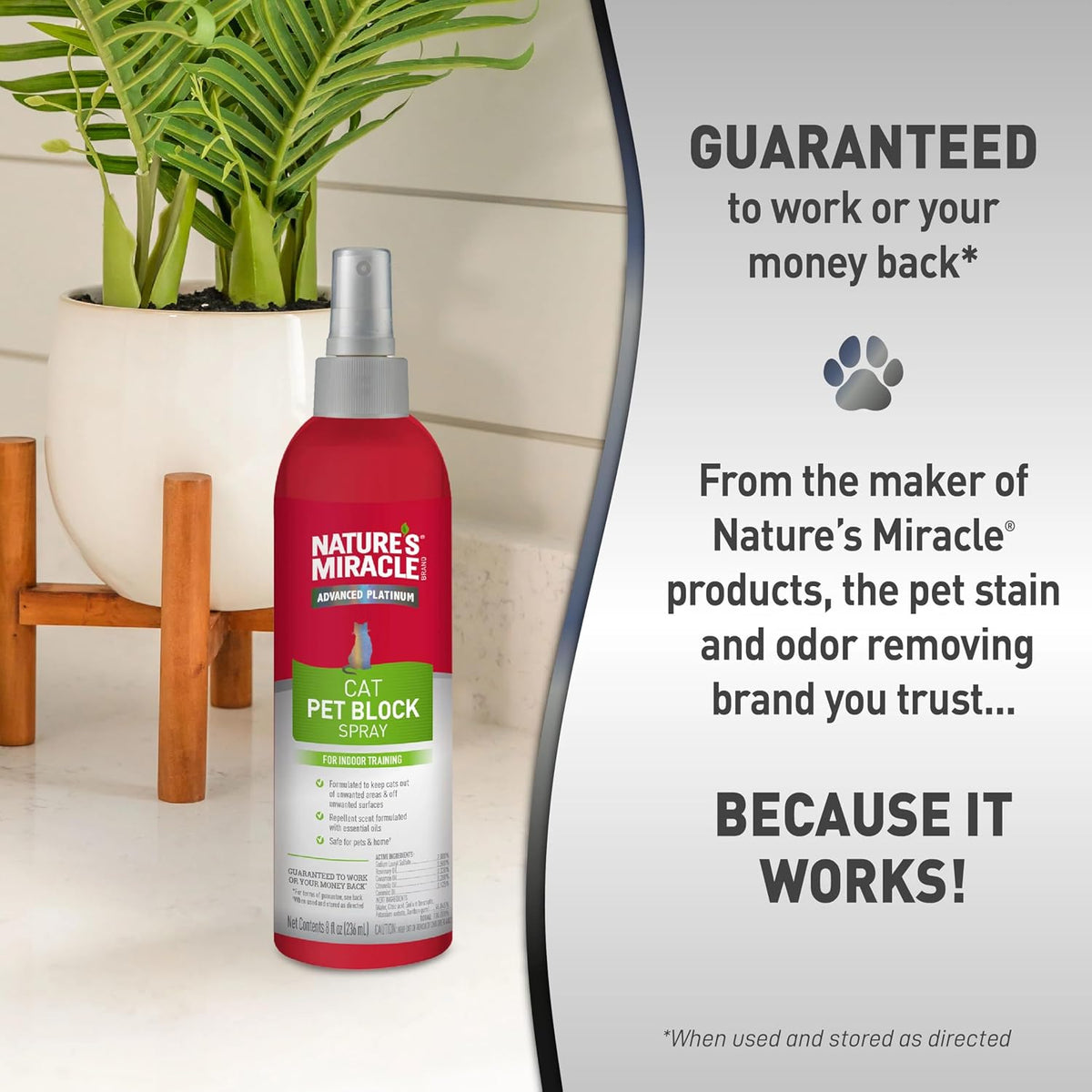 Authentic USA imported Nature's Miracle cat deterrent spray