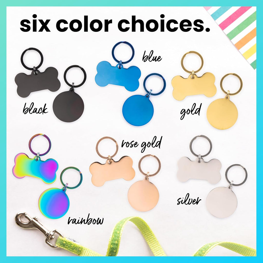 ExcelMark high visibility deep engraved pet name tag round shape detail view