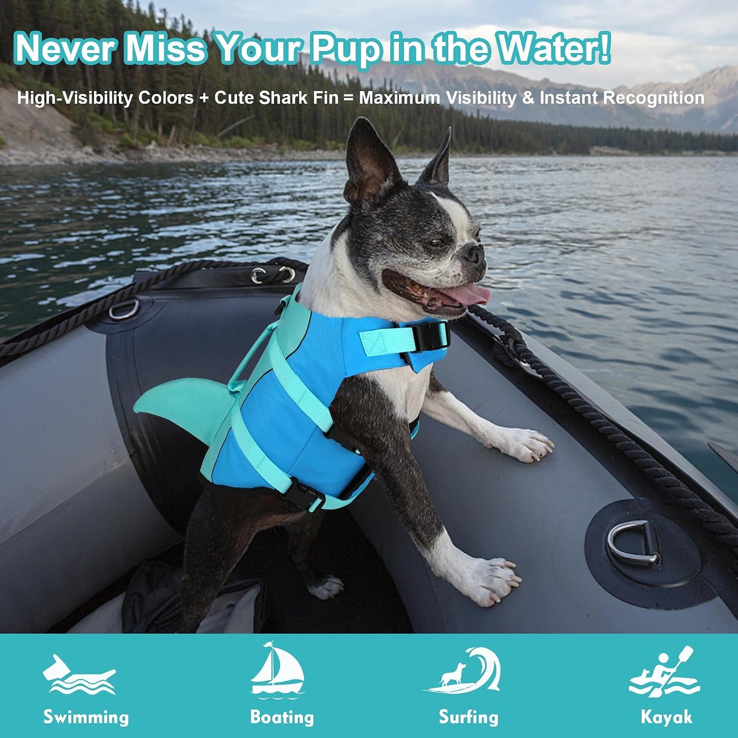 Dogcheer premium imported pet life jacket demonstrating thickness of buoyant foam